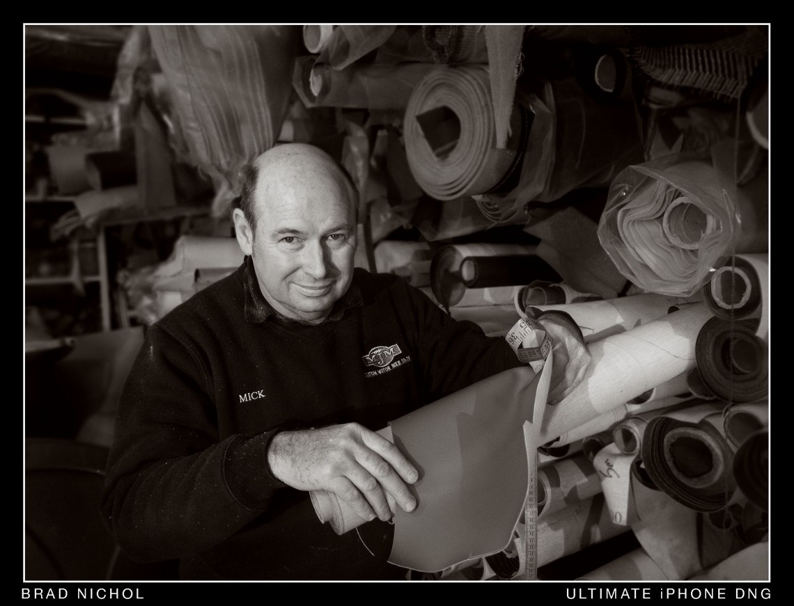 Storage area for upholstery materials.